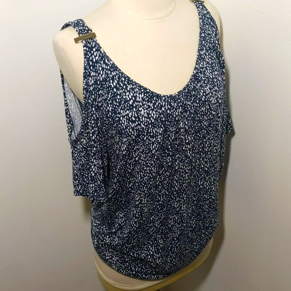 ✅Thalia Sodi Blue Sexy Open Cold Shoulder Sleeve Top Medium